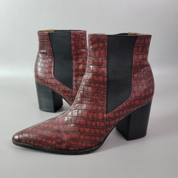 RAYE x House of Harlow 1960 Nick Croc Leather Point Cowboy Block Bootie Boot 7.5 - Picture 1 of 8